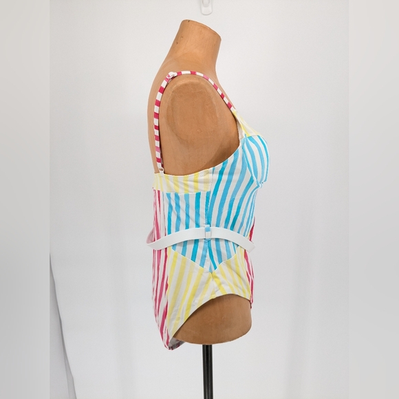 Solid & Striped The Spencer One Piece Colorblock Watercolor Stripe Swimsuit XL - Picture 5 of 12